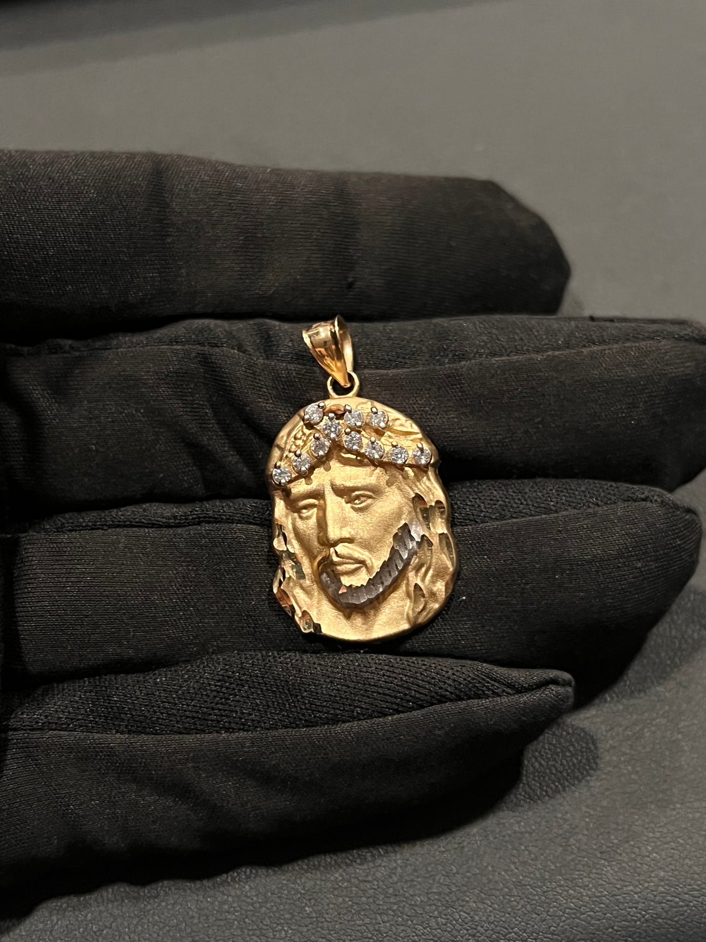 14k real gold Jesus face pendant