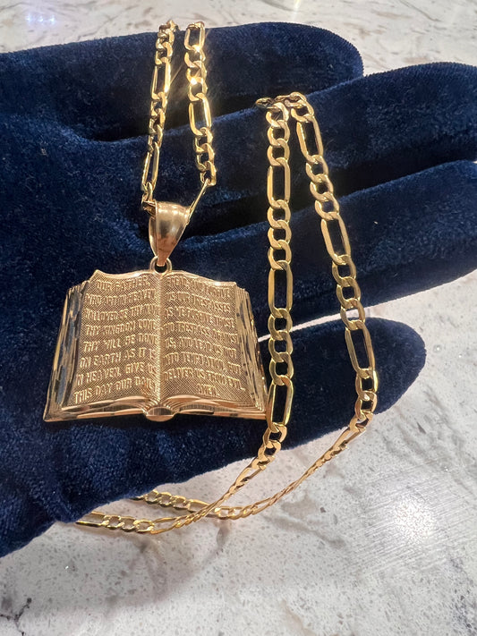 14k real gold holy bible w our father chainset