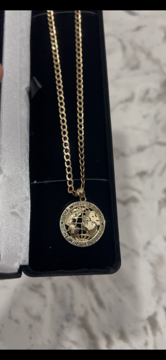 The world is yours chainset 10k real gold