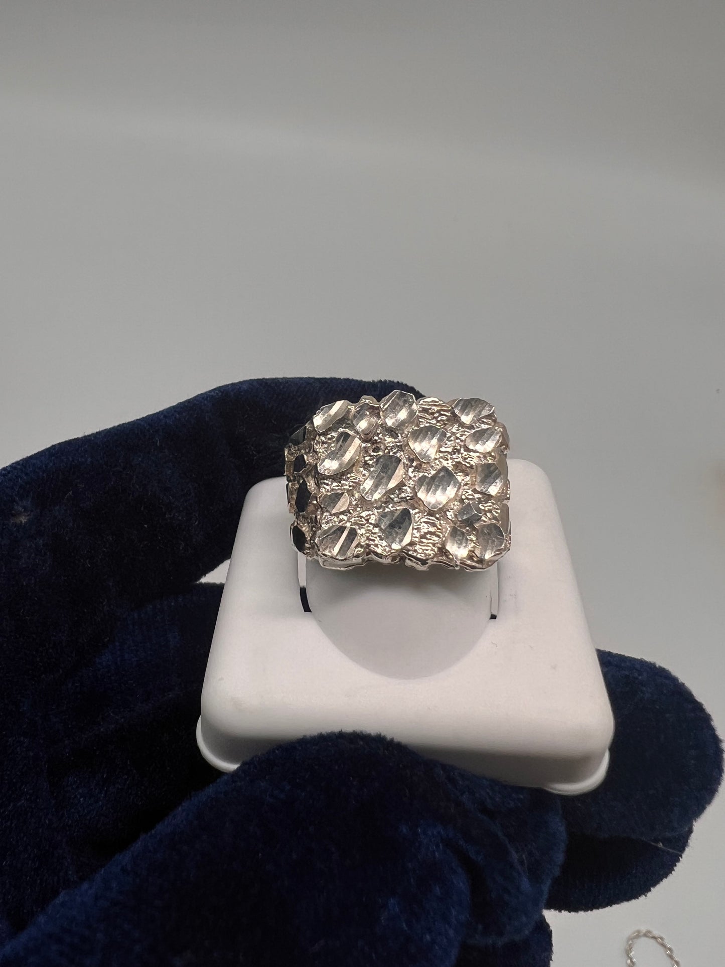 Real silver nugget ring