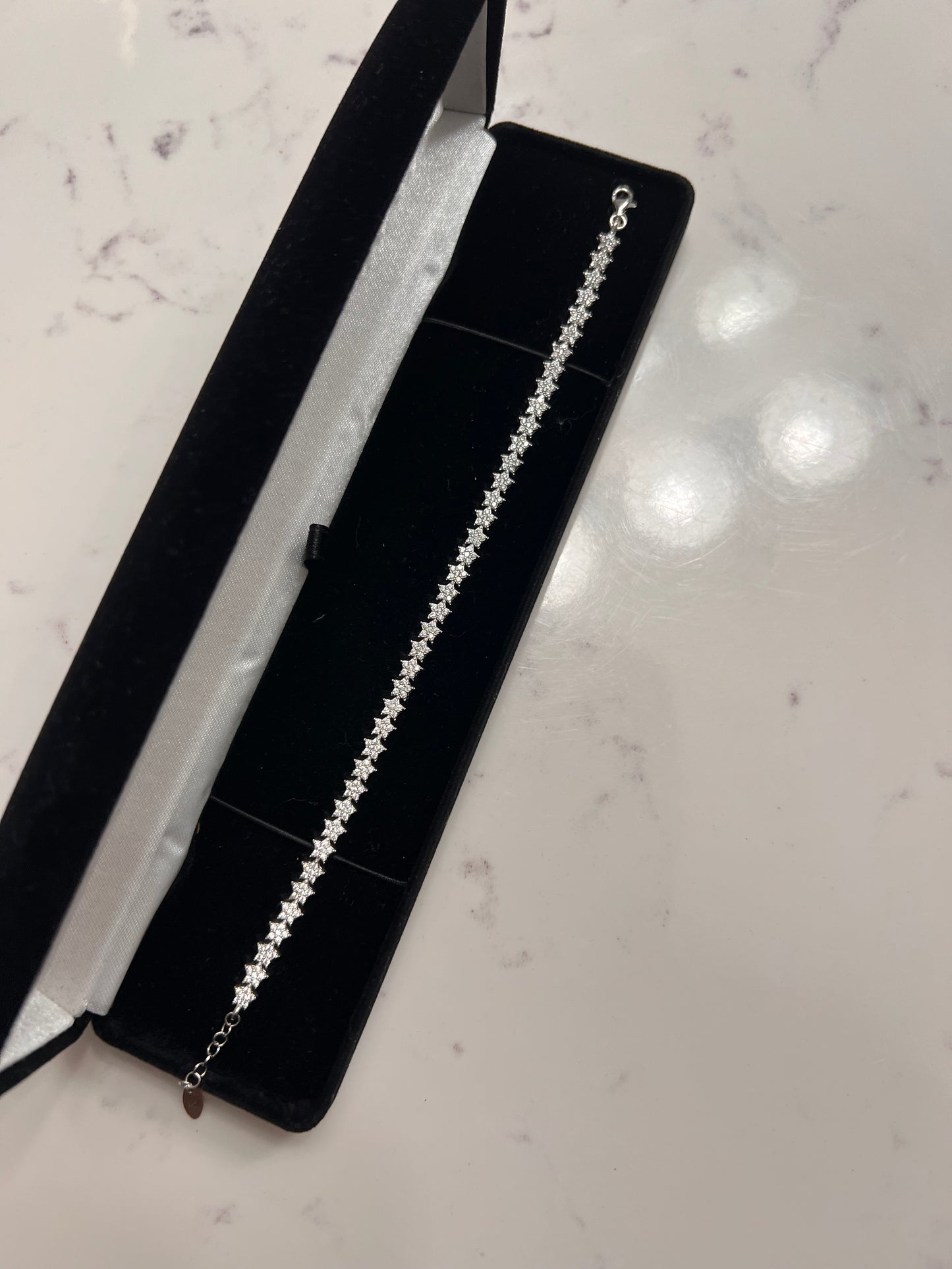 Real silver iced star bracelet