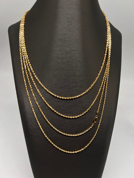 2mm 14k real gold rope chains
