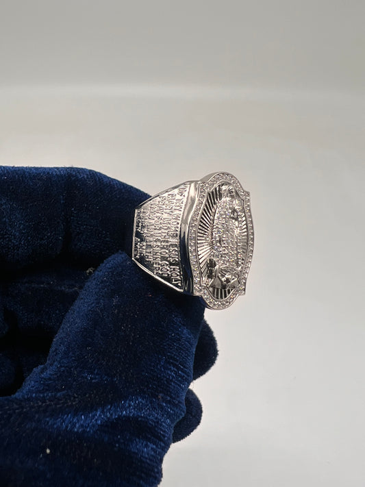 Script virgen Mary ring real silver