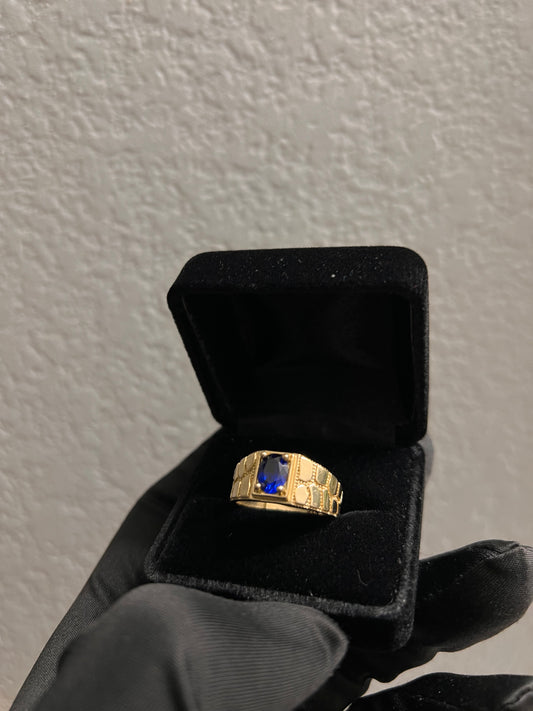 Sapphire 14k real gold nugget ring