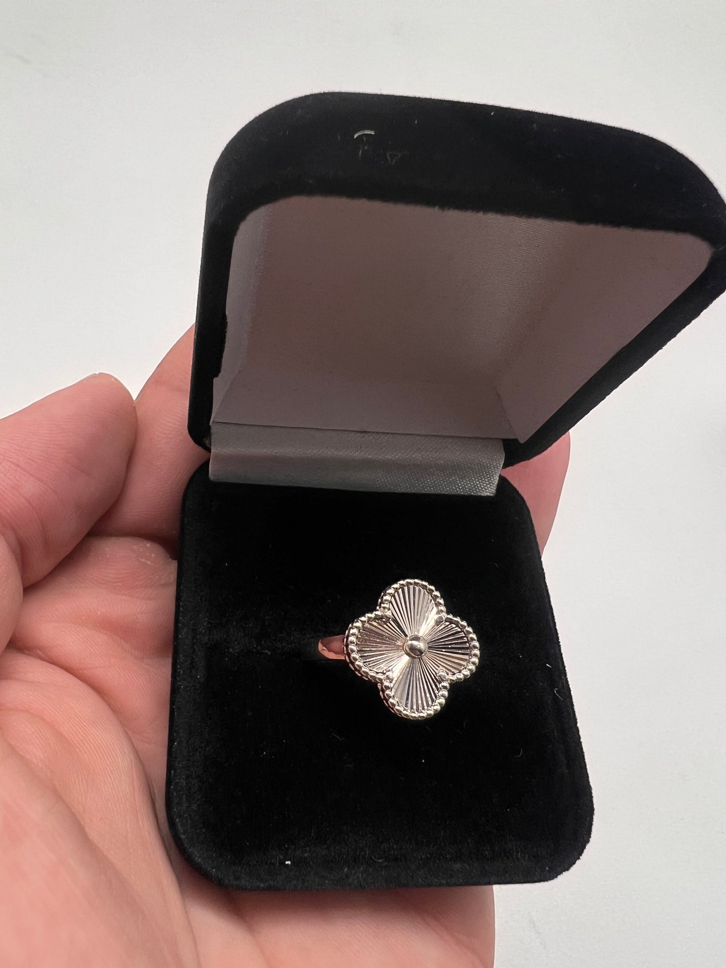 Real Silver clover ring