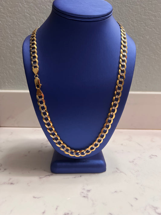 14k solid gold diamond cut cuban chain