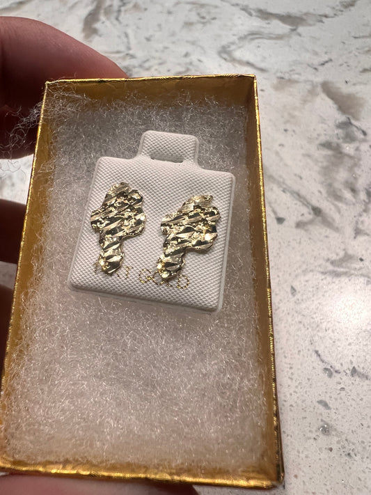 14k real gold nugget earrings