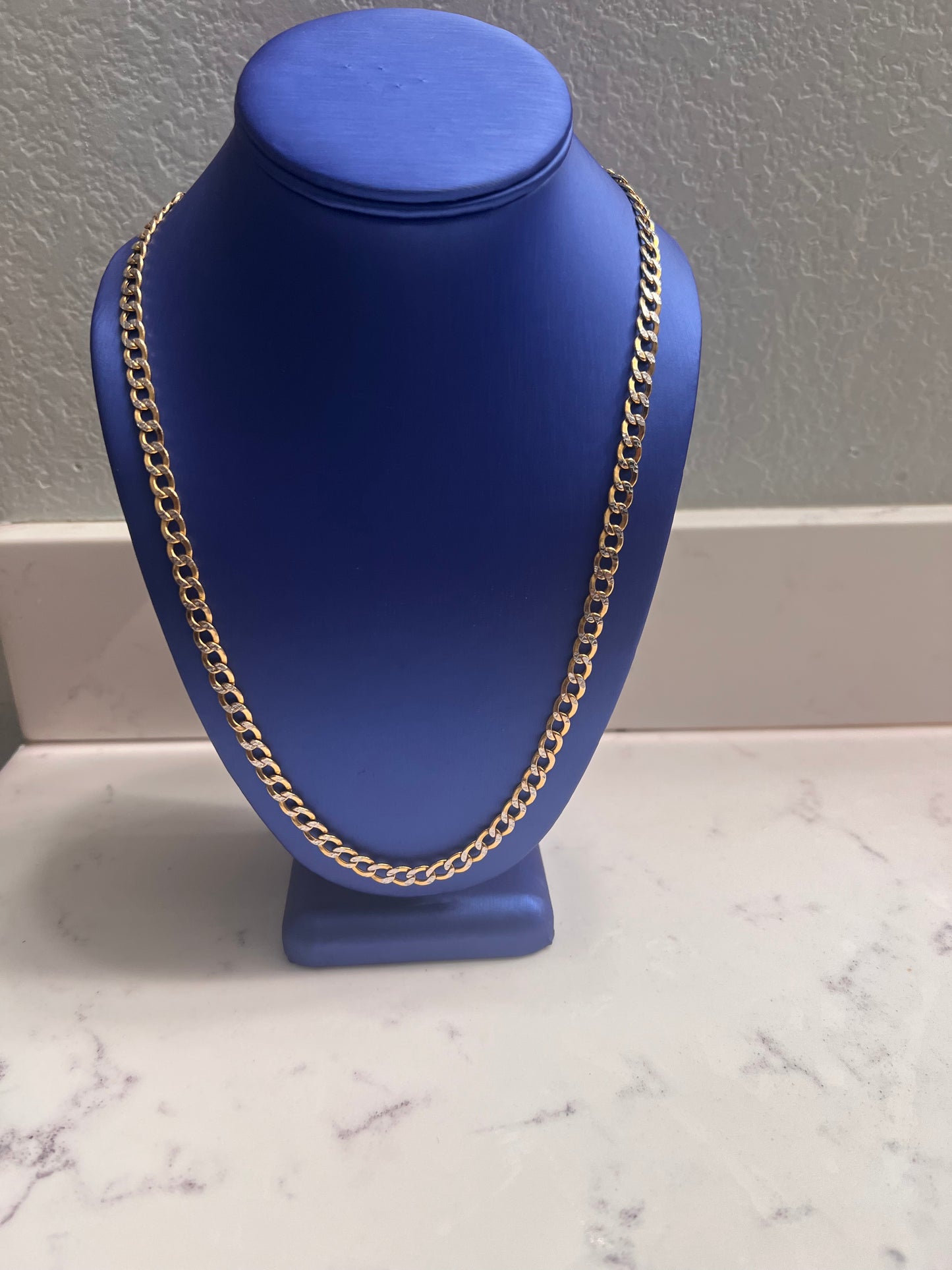 14k gold diamond cut cuban chain 5mm