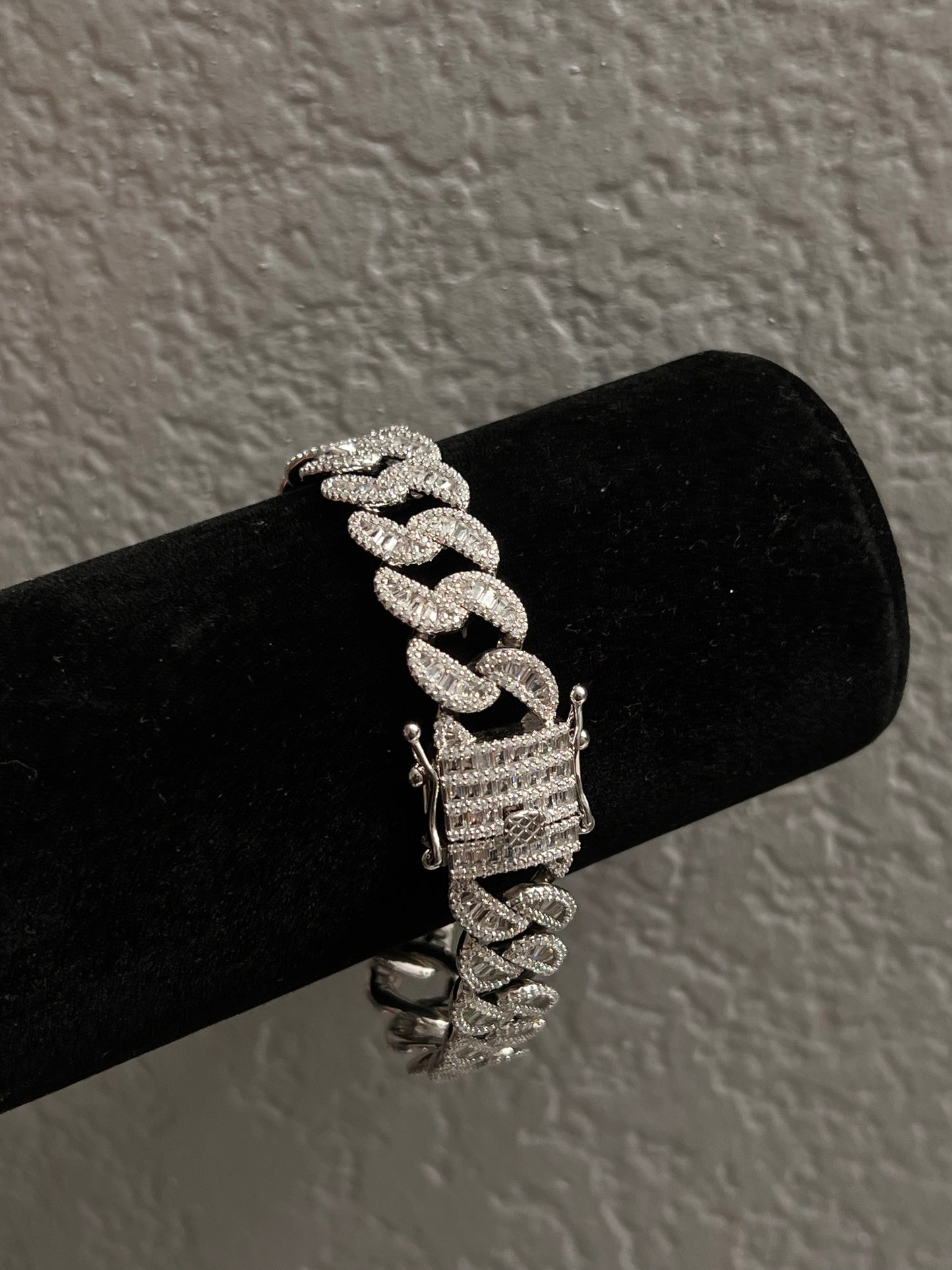 Real silver iced Cuban bracelet