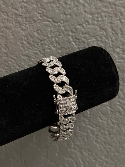 Real silver iced Cuban bracelet