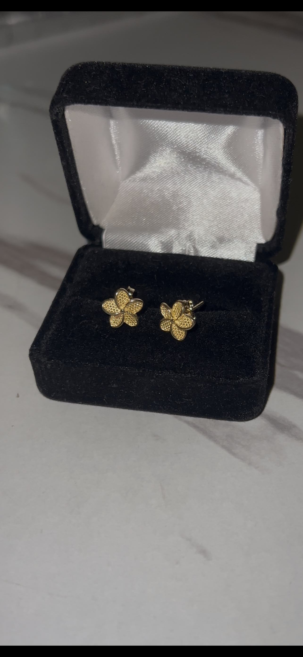 Hibiscus flower 14k real gold earrings