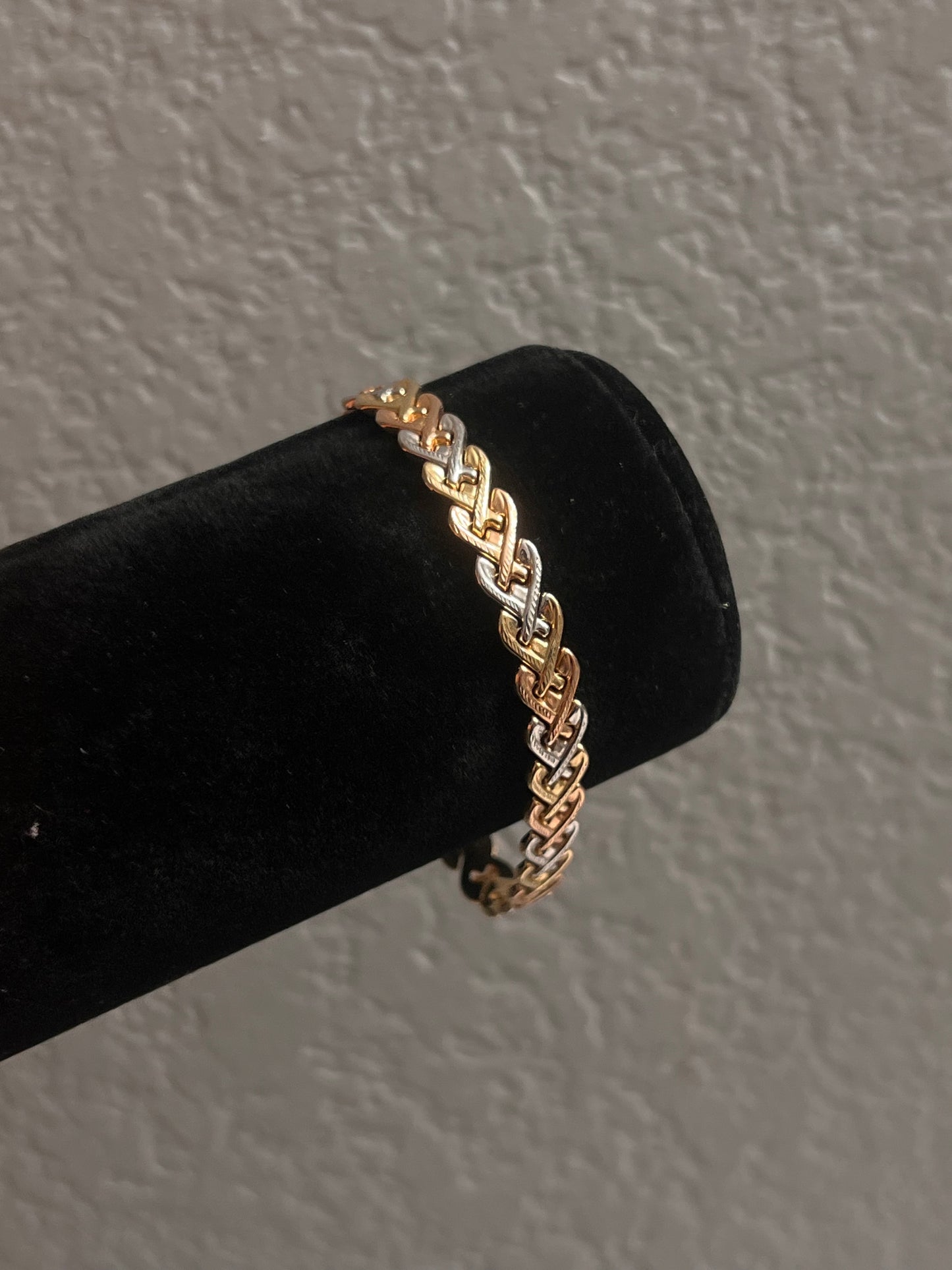 14k real gold tri color bracelet