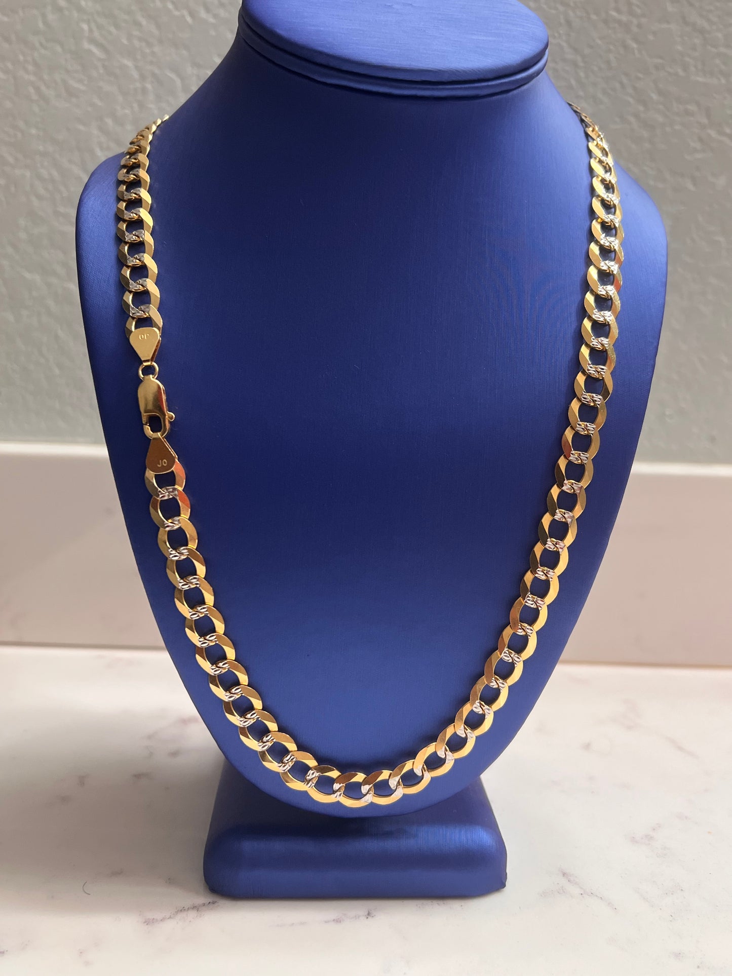 14k solid gold diamond cut cuban chain