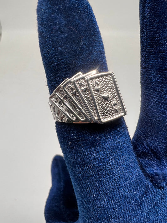 Cards ring real silver