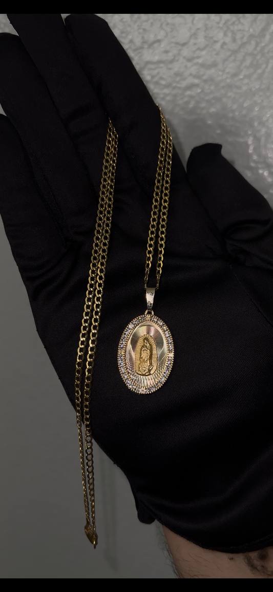 14k real gold virgen Mary chainset