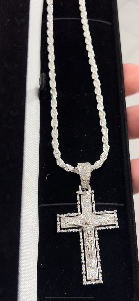 Real silver flooded cross set