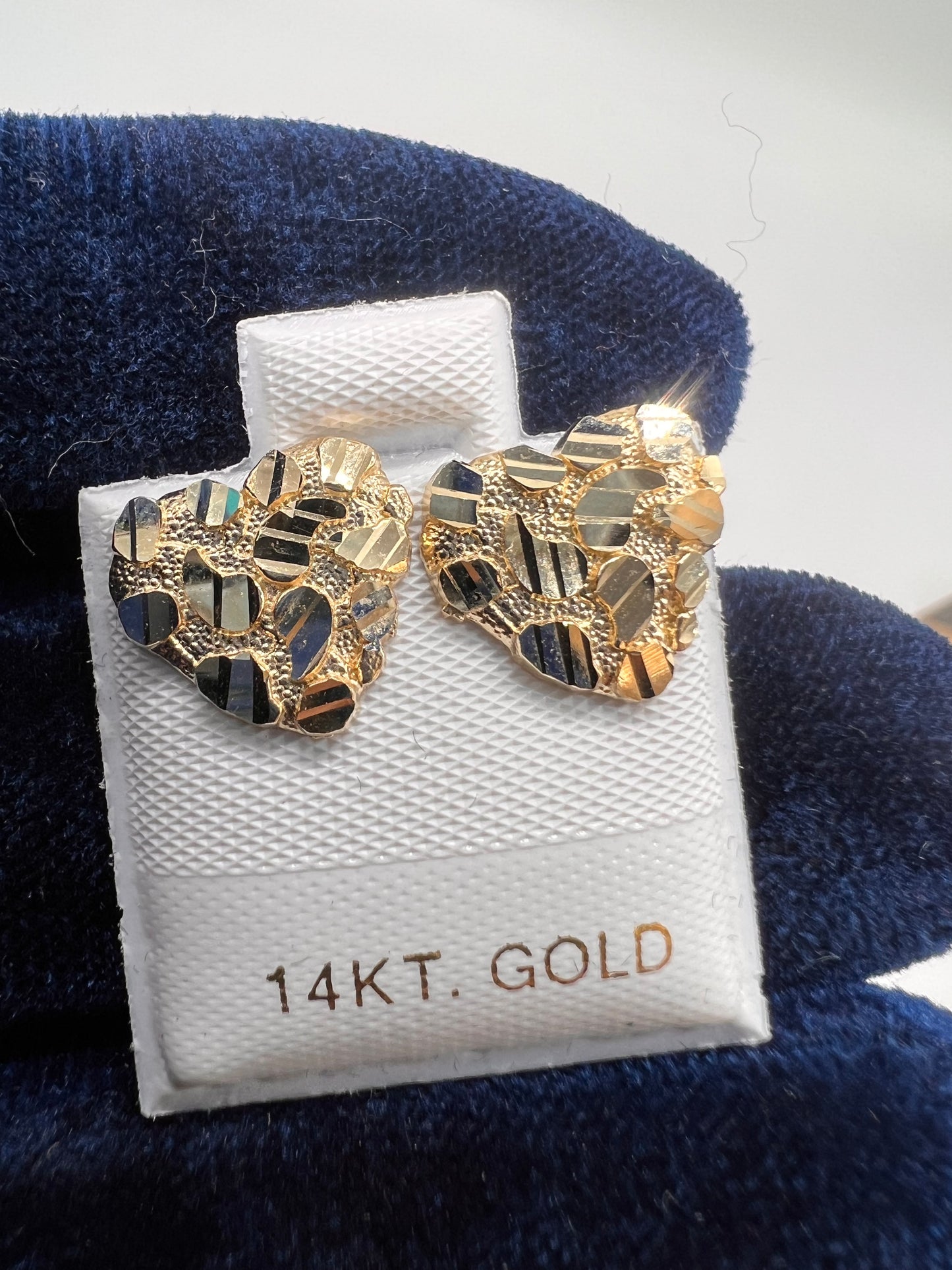 14k real gold nugget earrings