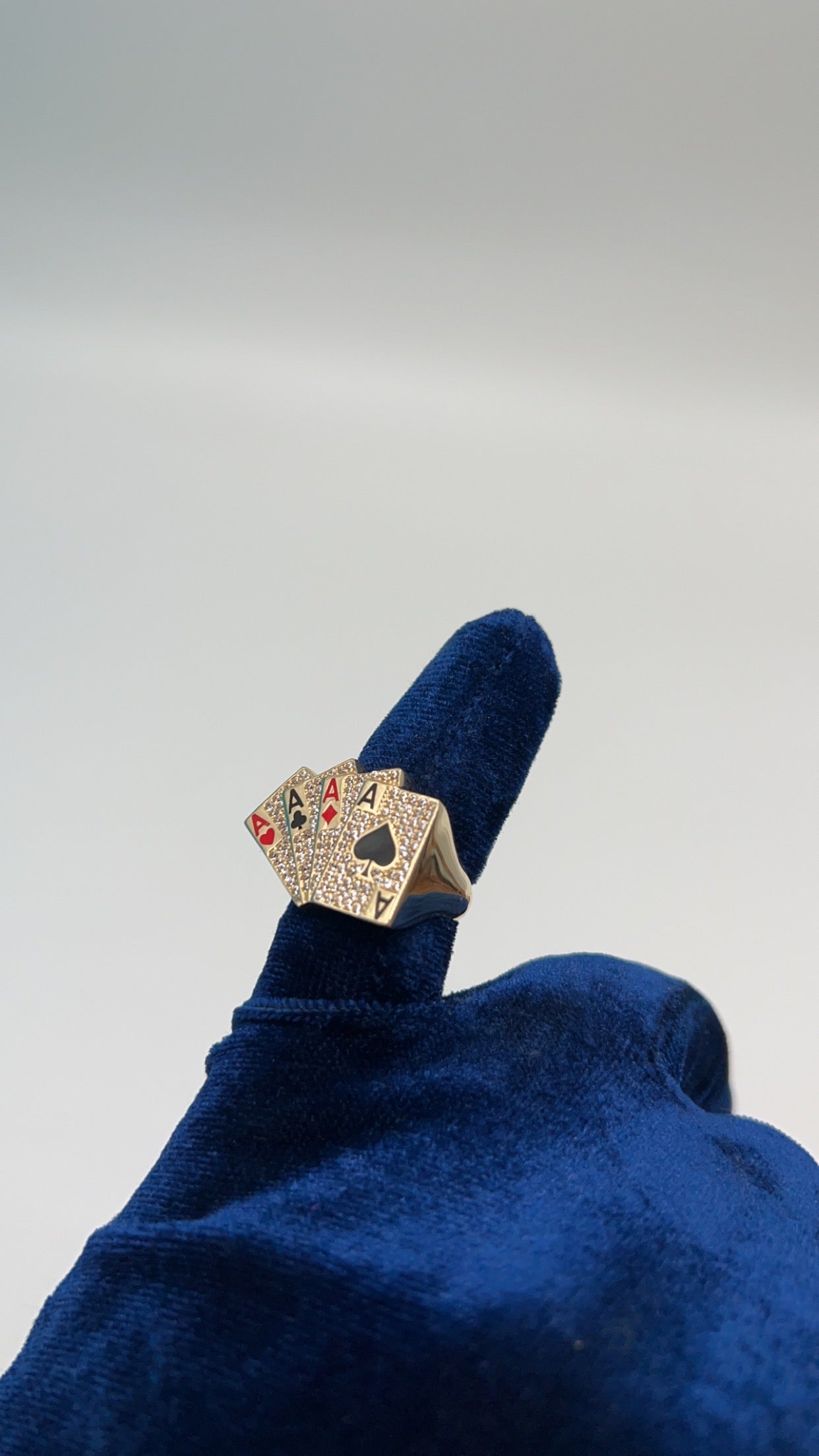 El Ace of spades 14k real gold Ring