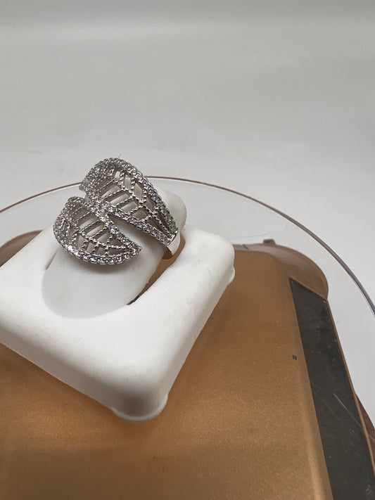 Real silver leaf ring