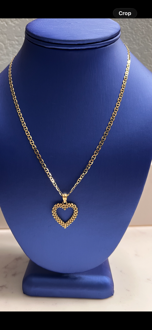 10k Rollie heart set necklace