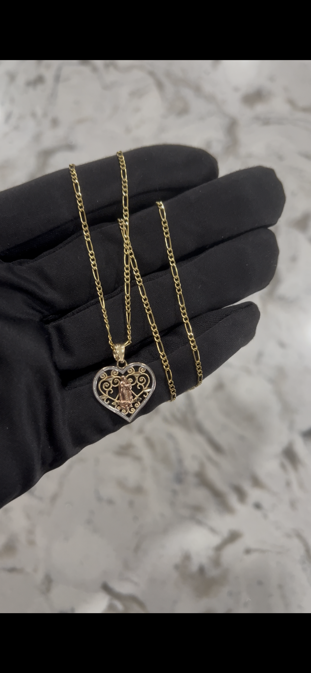 14k real gold virgen Mary chainset