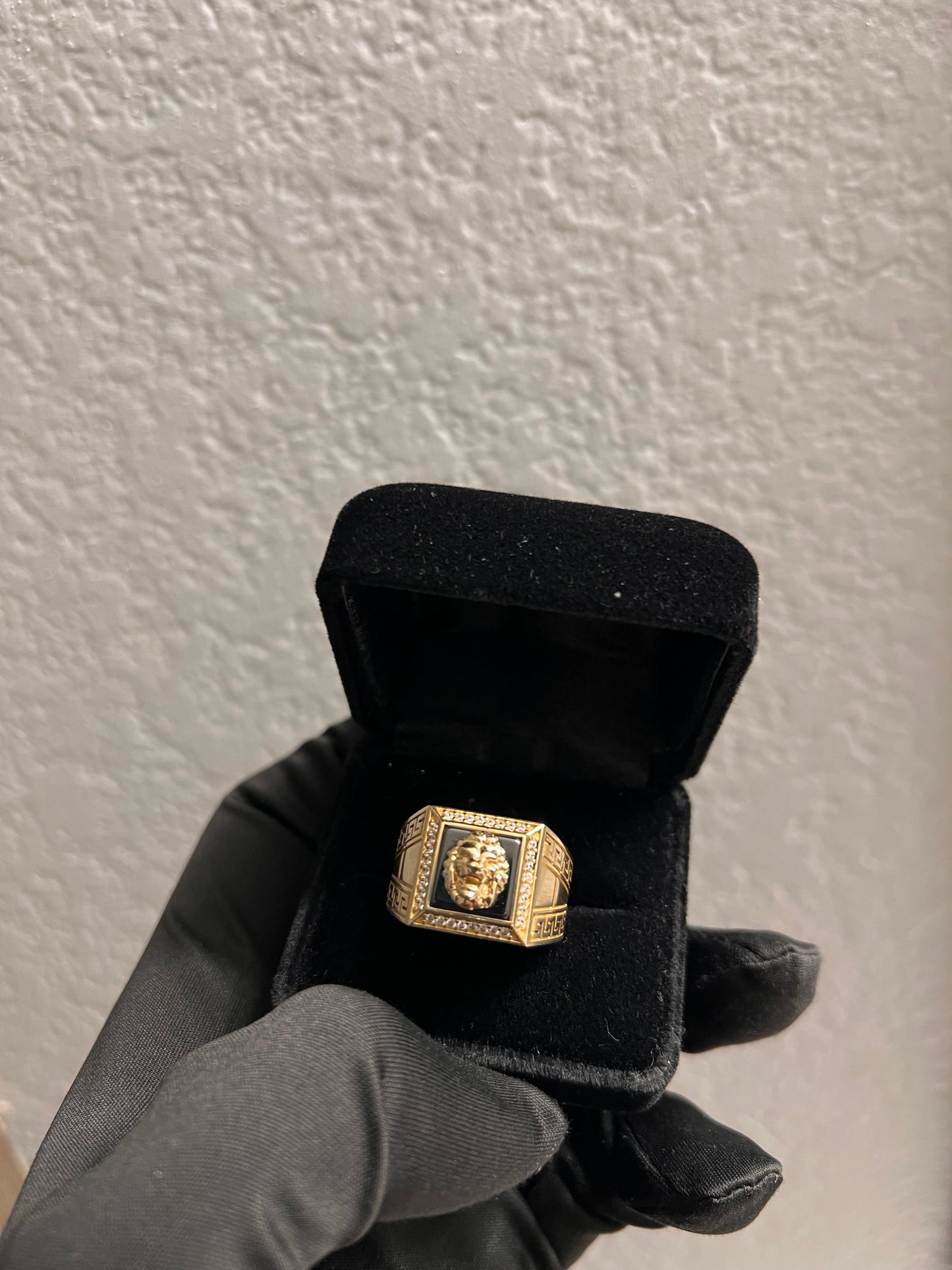 Lion ring w Versace sides 14k real gold
