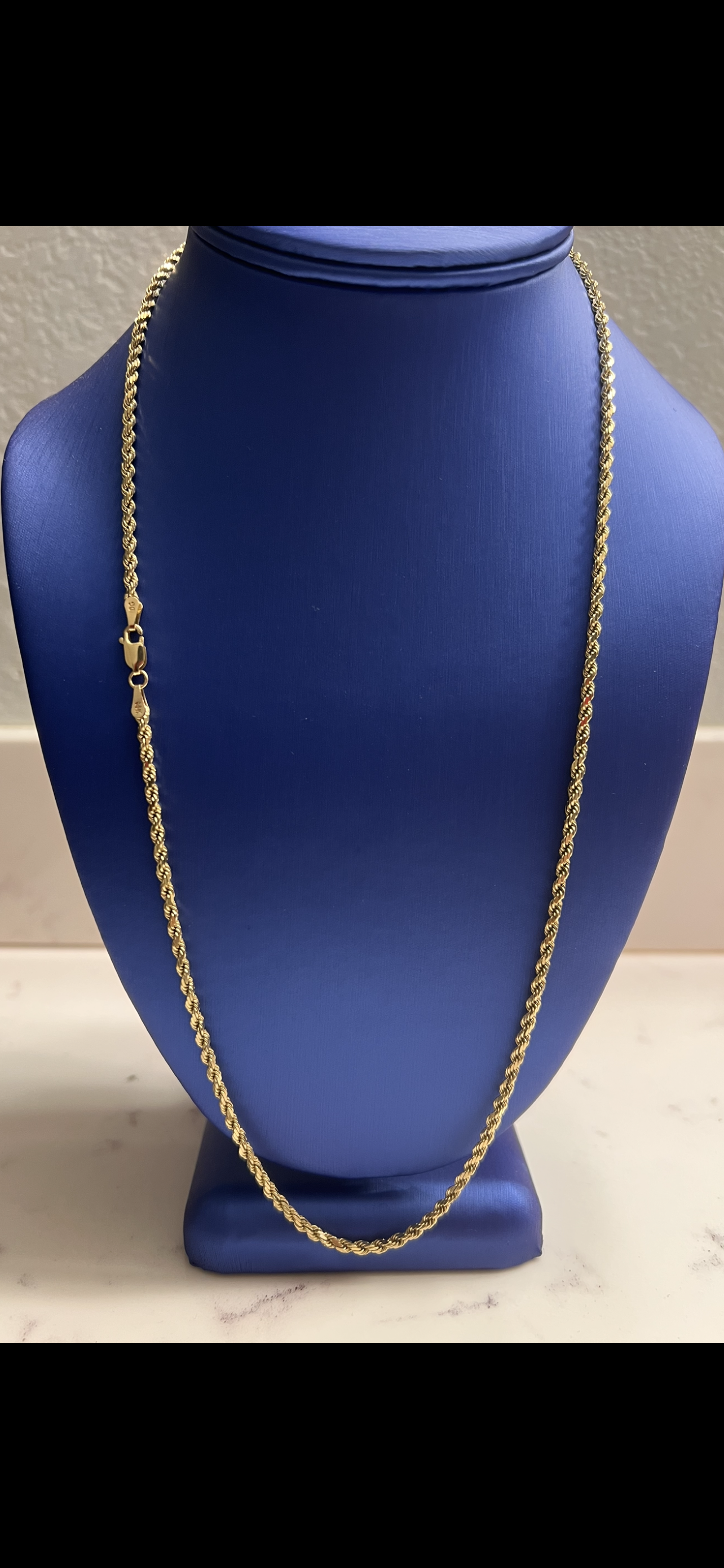 3.5mm 14k 24inch solid rope chain