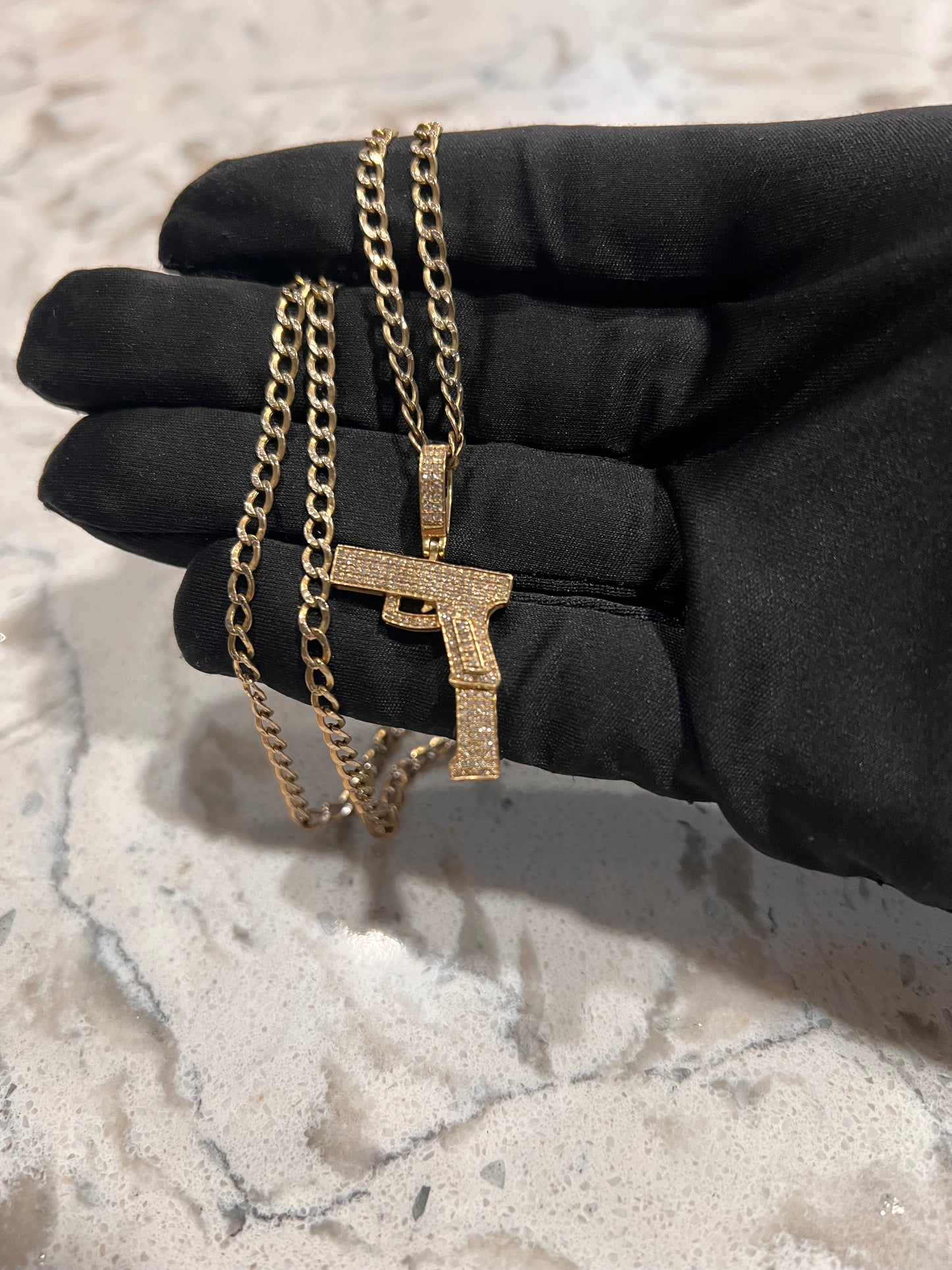 10k real gold diamond gun set