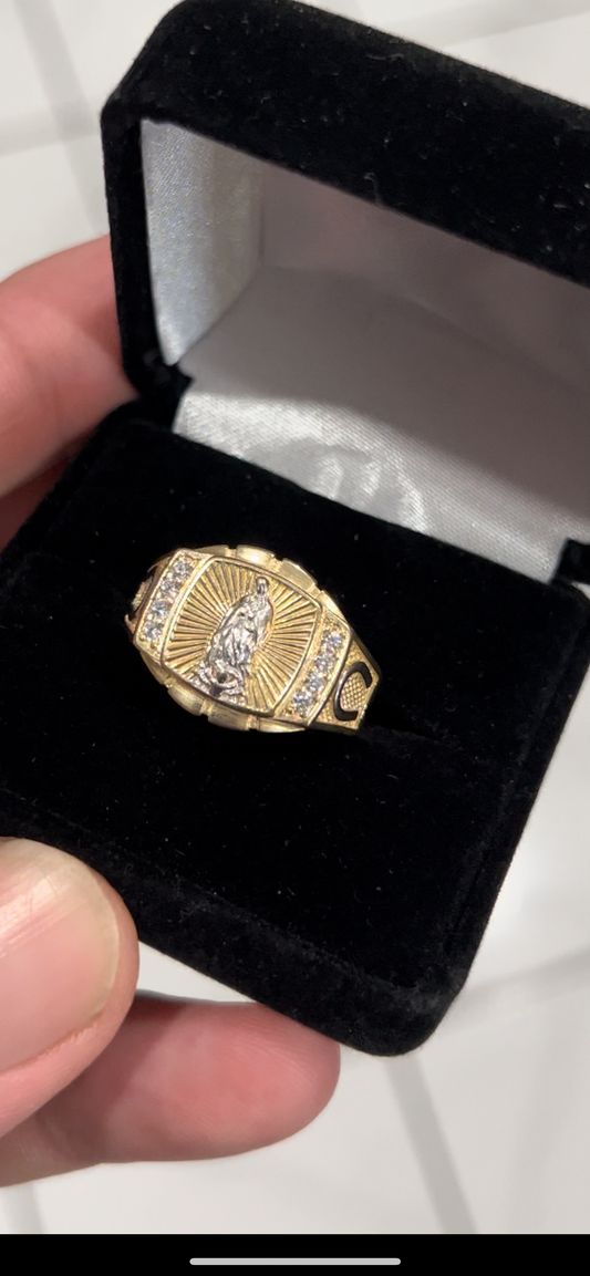 14k real gold virgen Mary ring