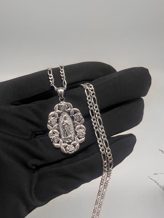 Flower virgen Mary real silver