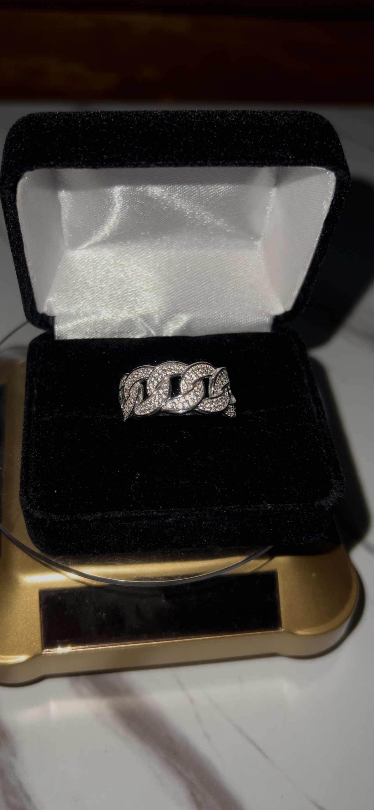 Real silver iced Cuban ring