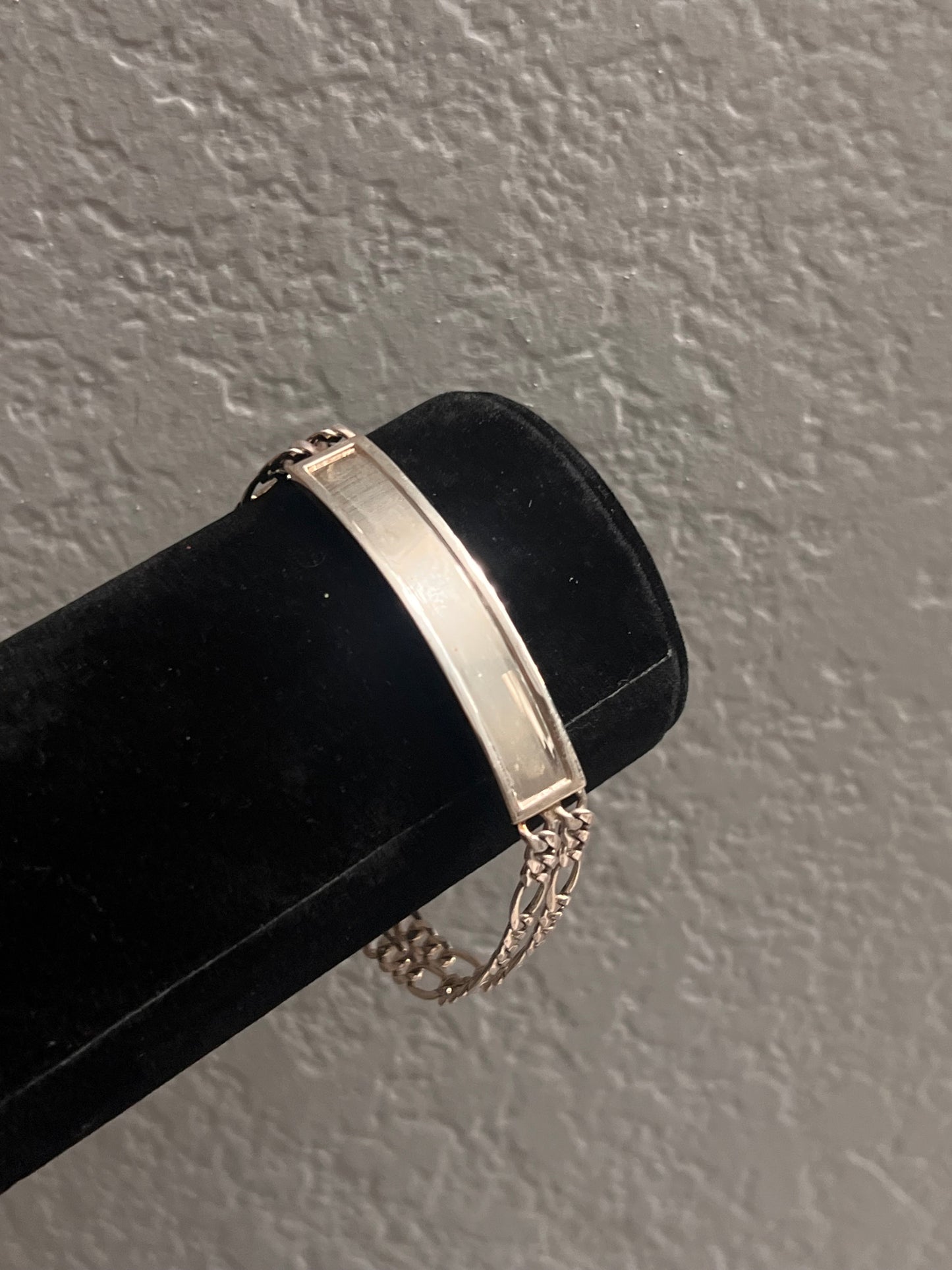 Real silver Id Bracelet 2 row figaro