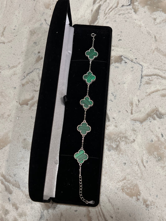 Large green van Cleef real silver bracelet