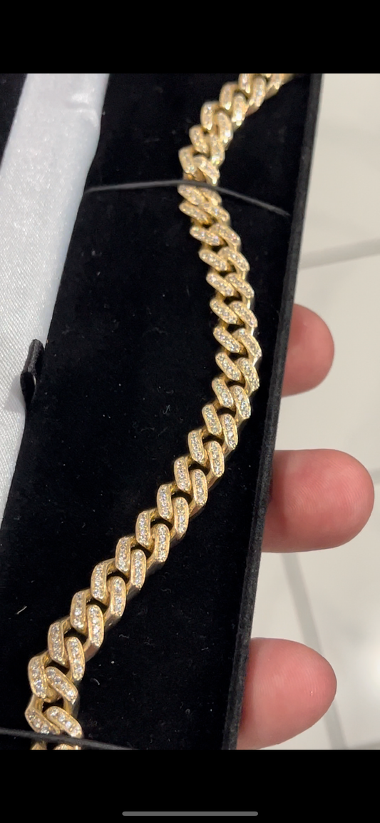 14k real gold iced cuban bracelet😍