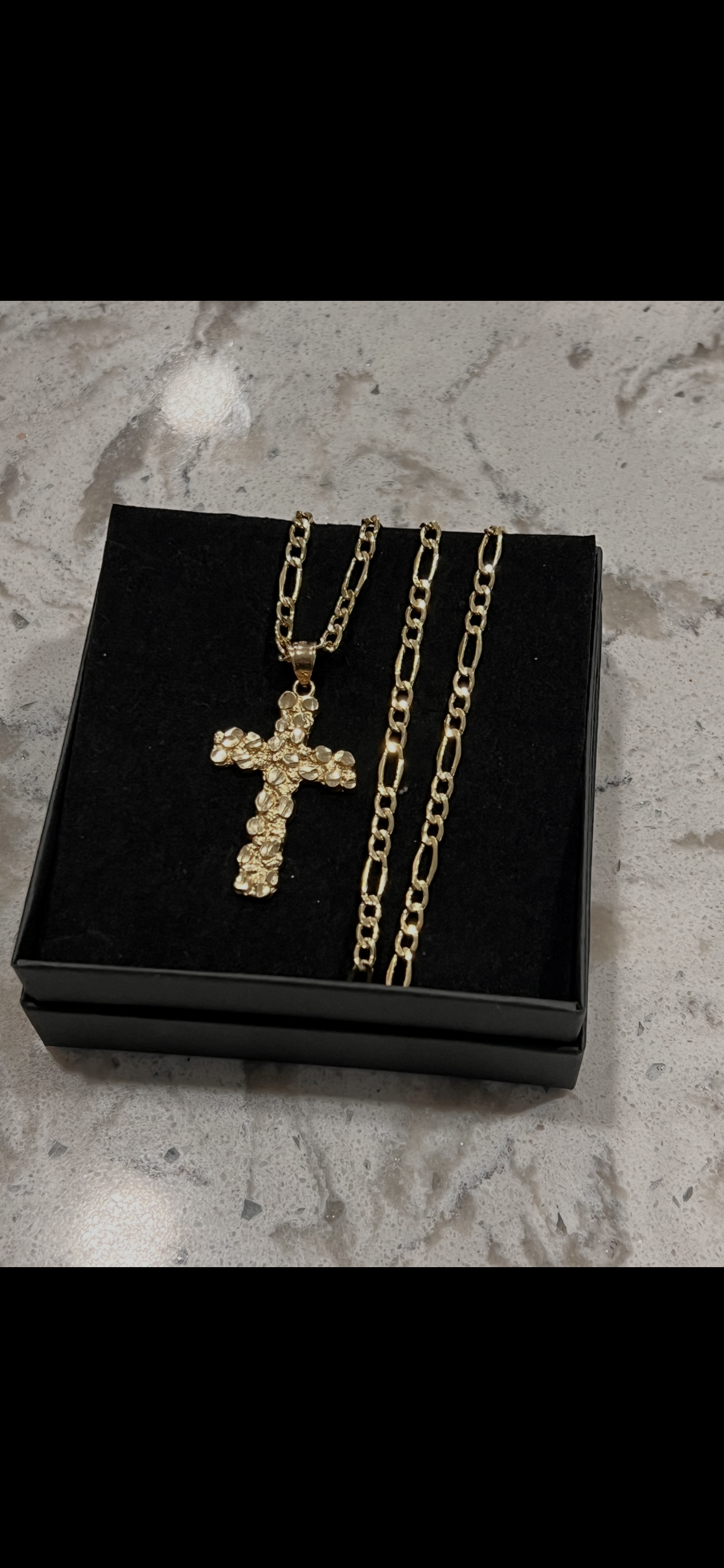 14k gold nugget cross sets