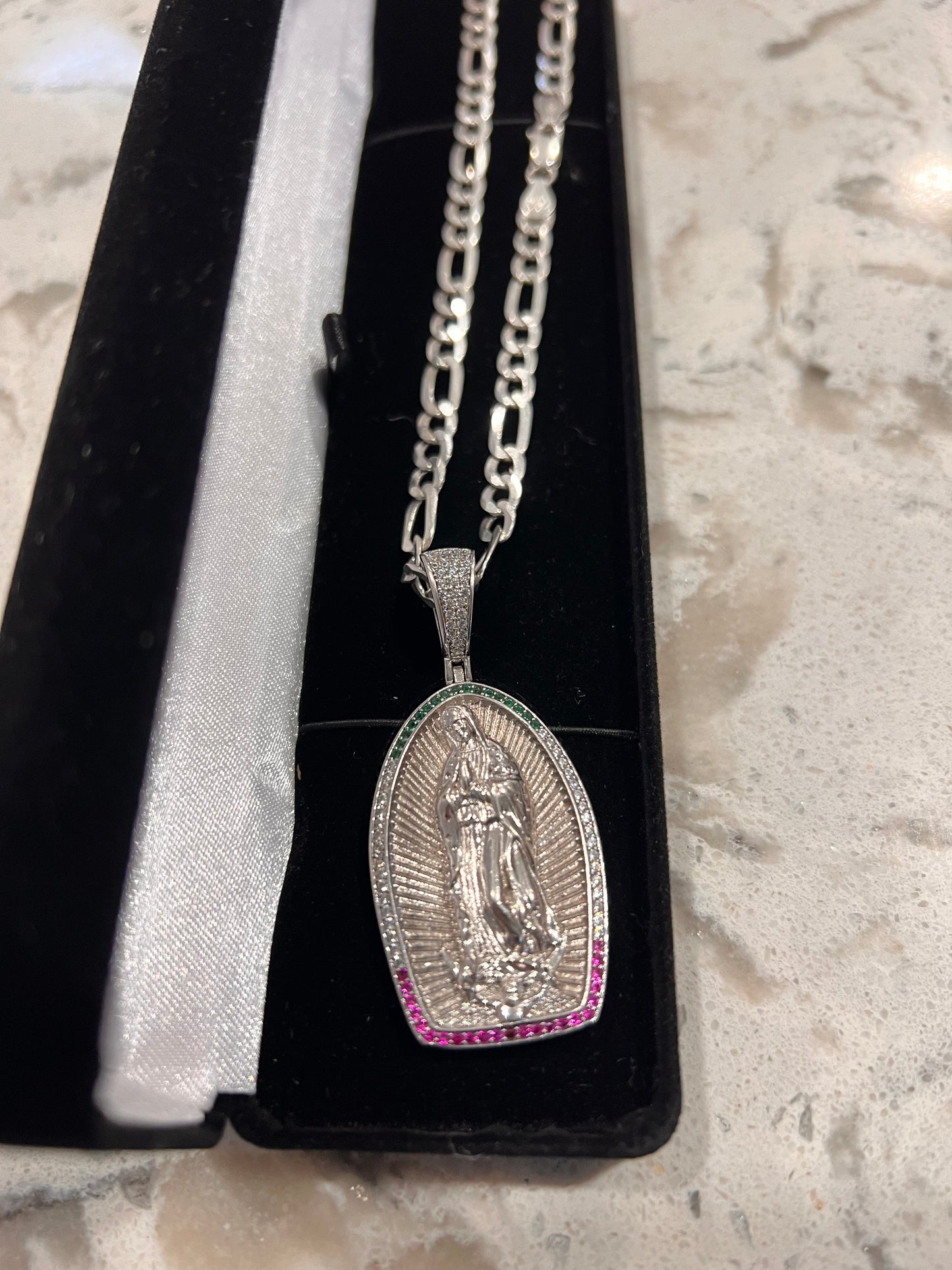 Virgen Mary real silver set