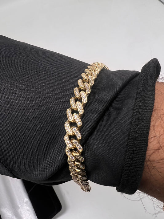 14k real gold iced out cuban bracelet