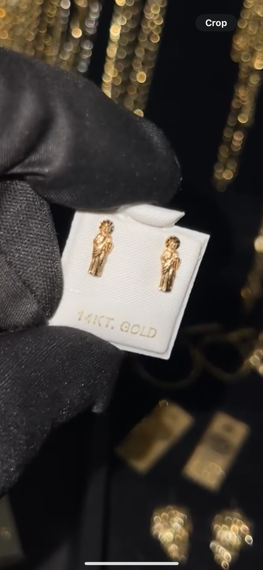 14k real gold small San Judas earrings