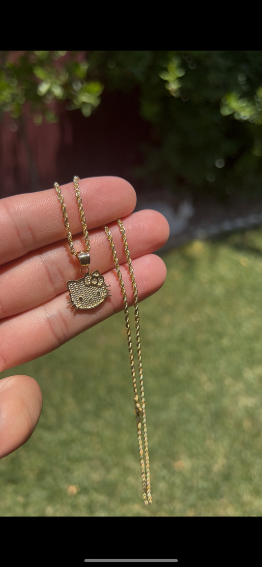 Hello kitty necklace 14k real gold