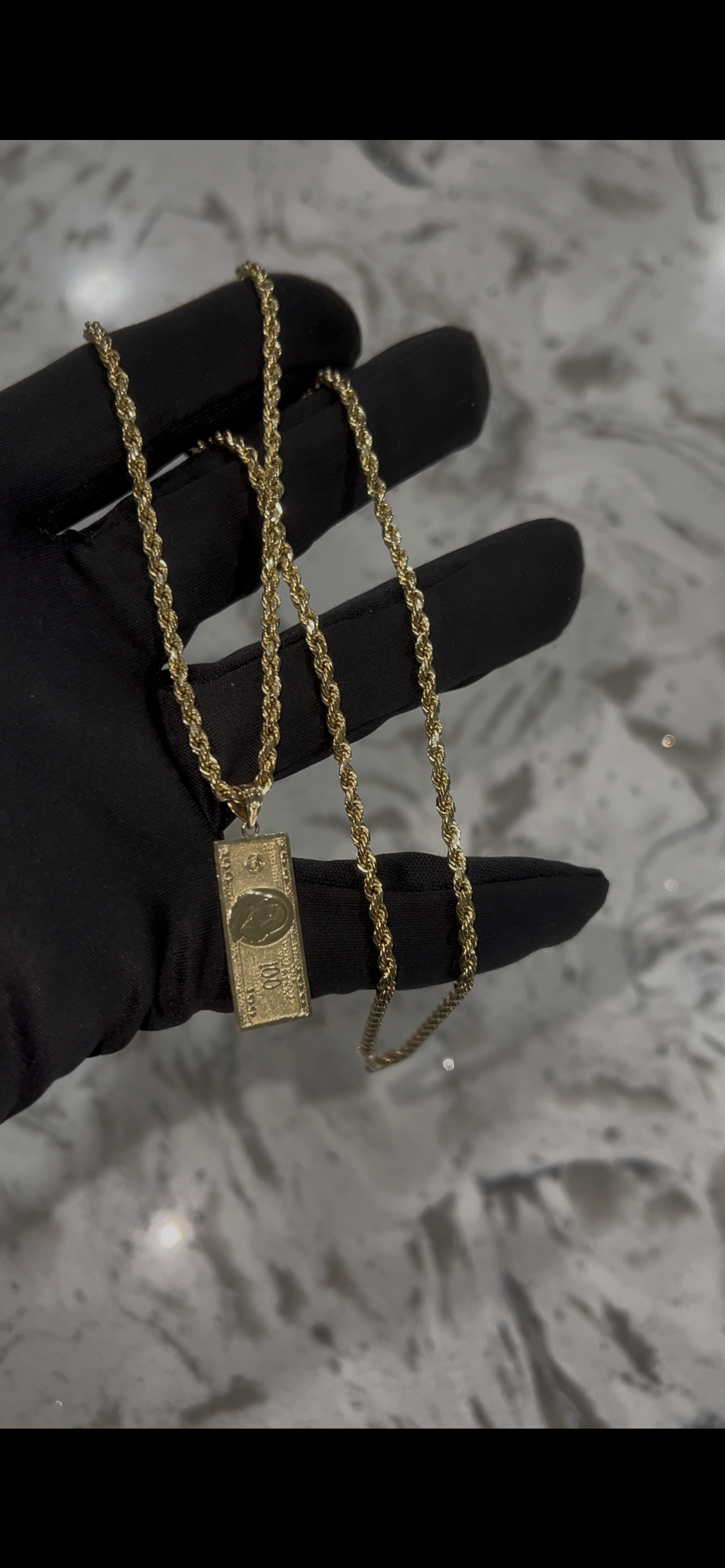 14k real gold 100bill chainset