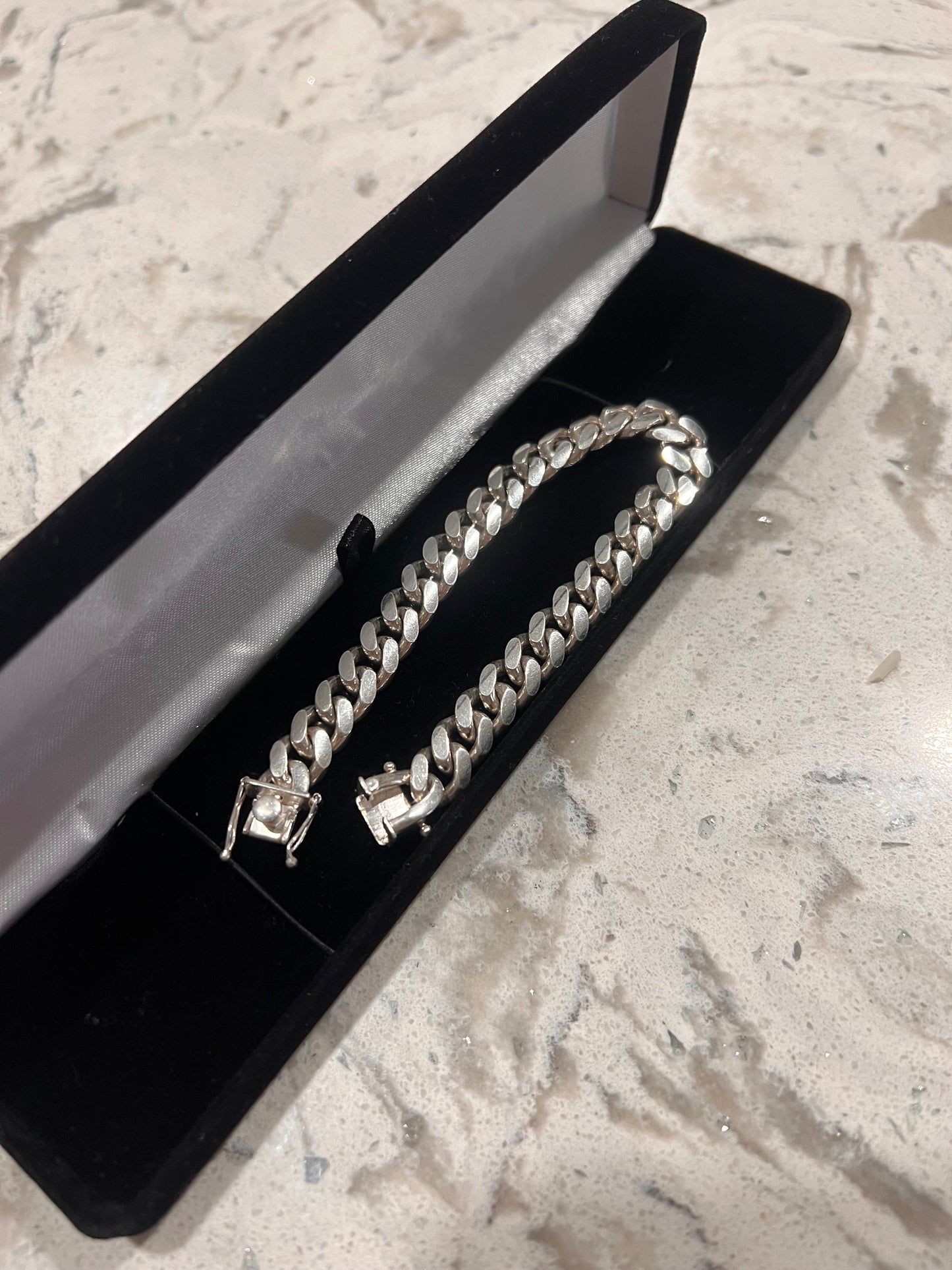 Real silver solid Miami cuban link