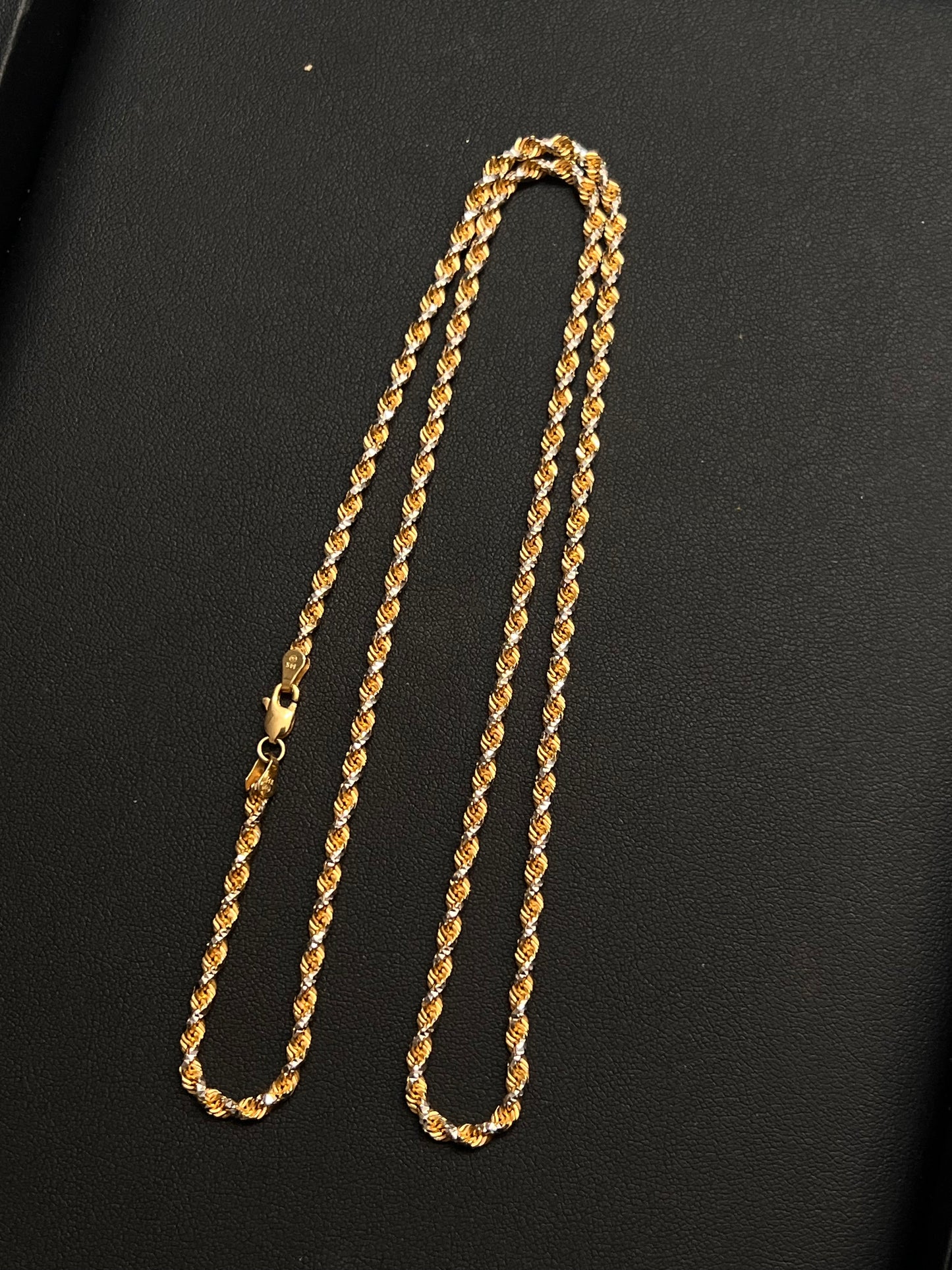 14k solid Diamond cut 3mm rope chain