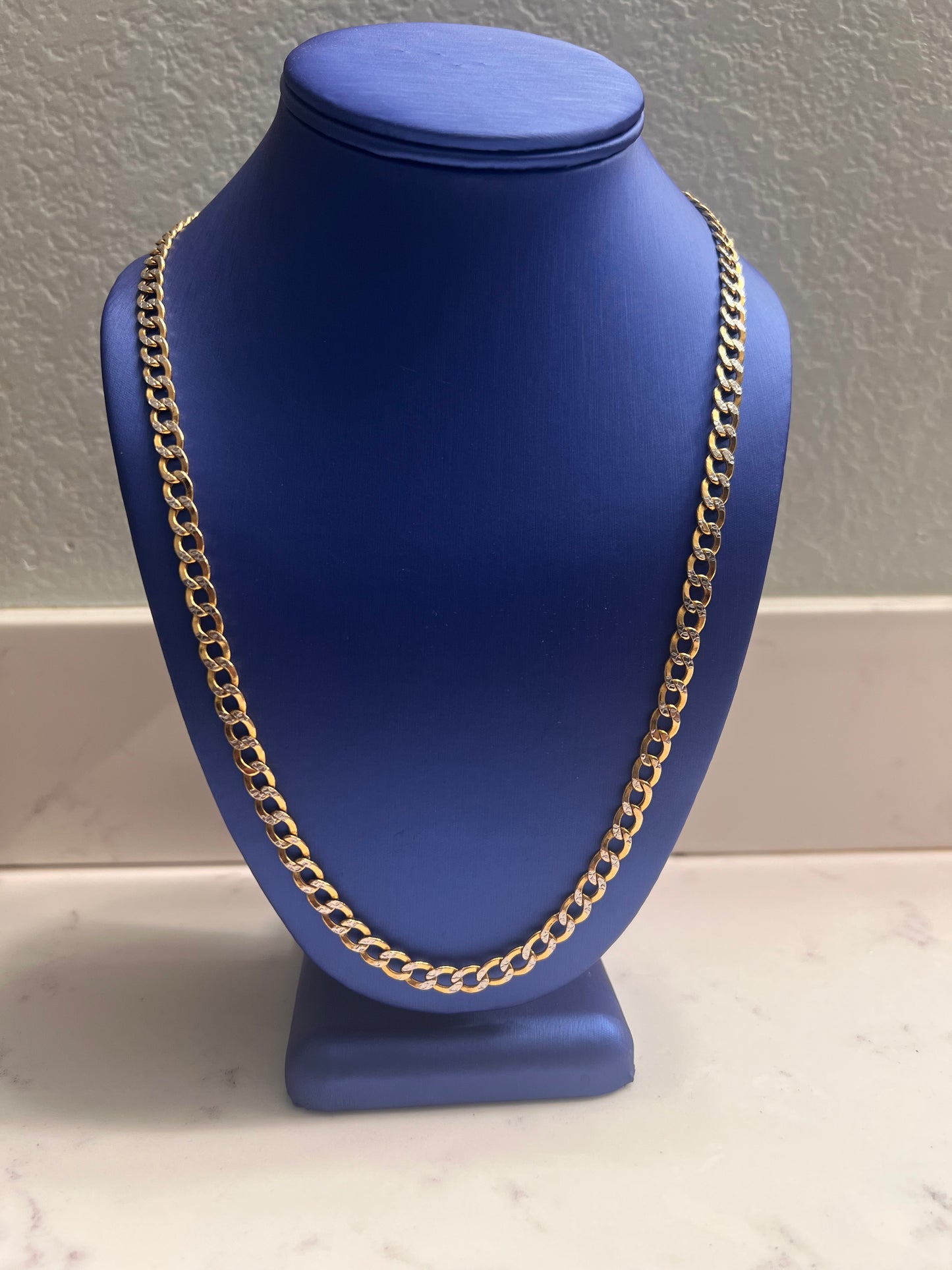 14k gold diamond cut cuban chain 5mm