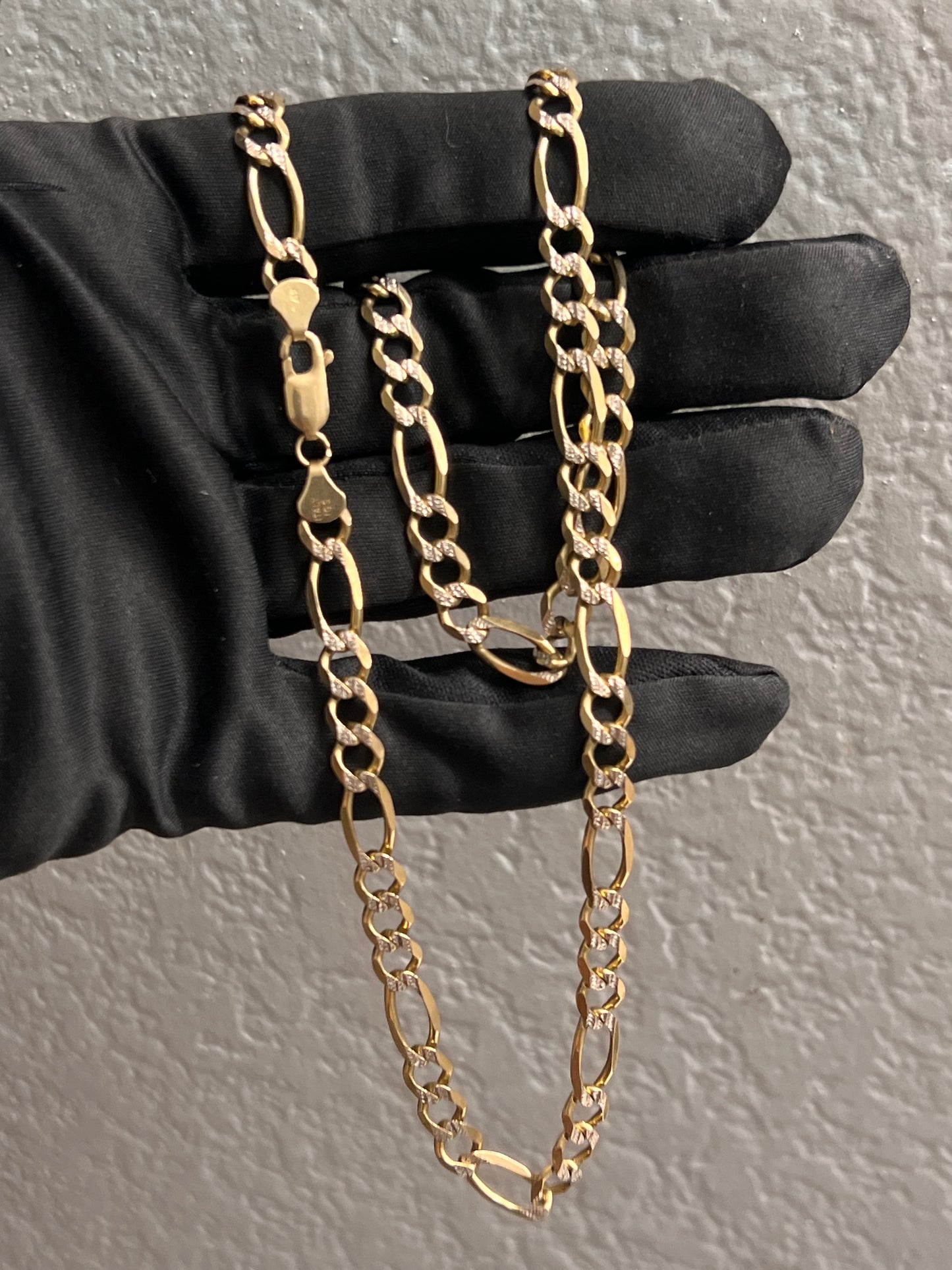 10k real gold figaro chain solid 19inch