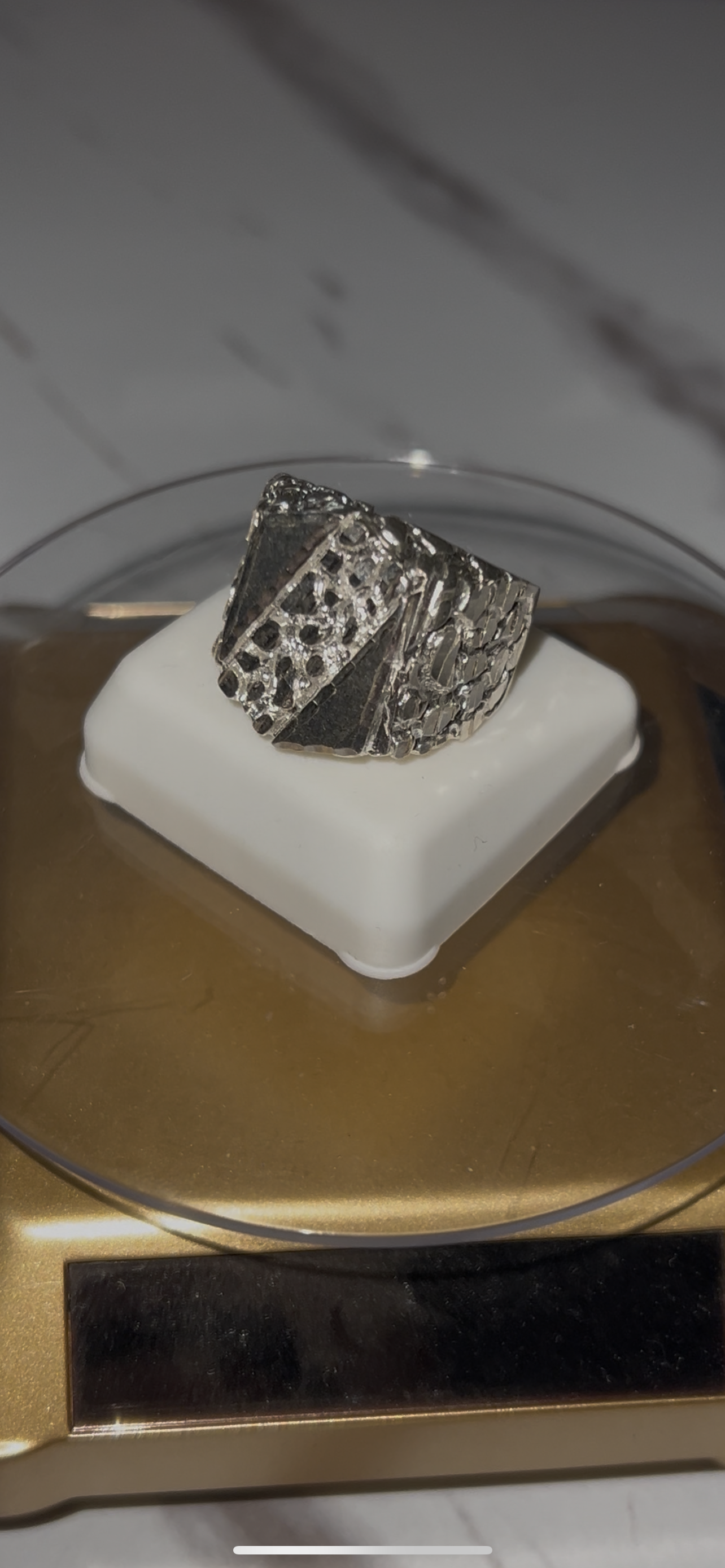 Real silver large nugget ring