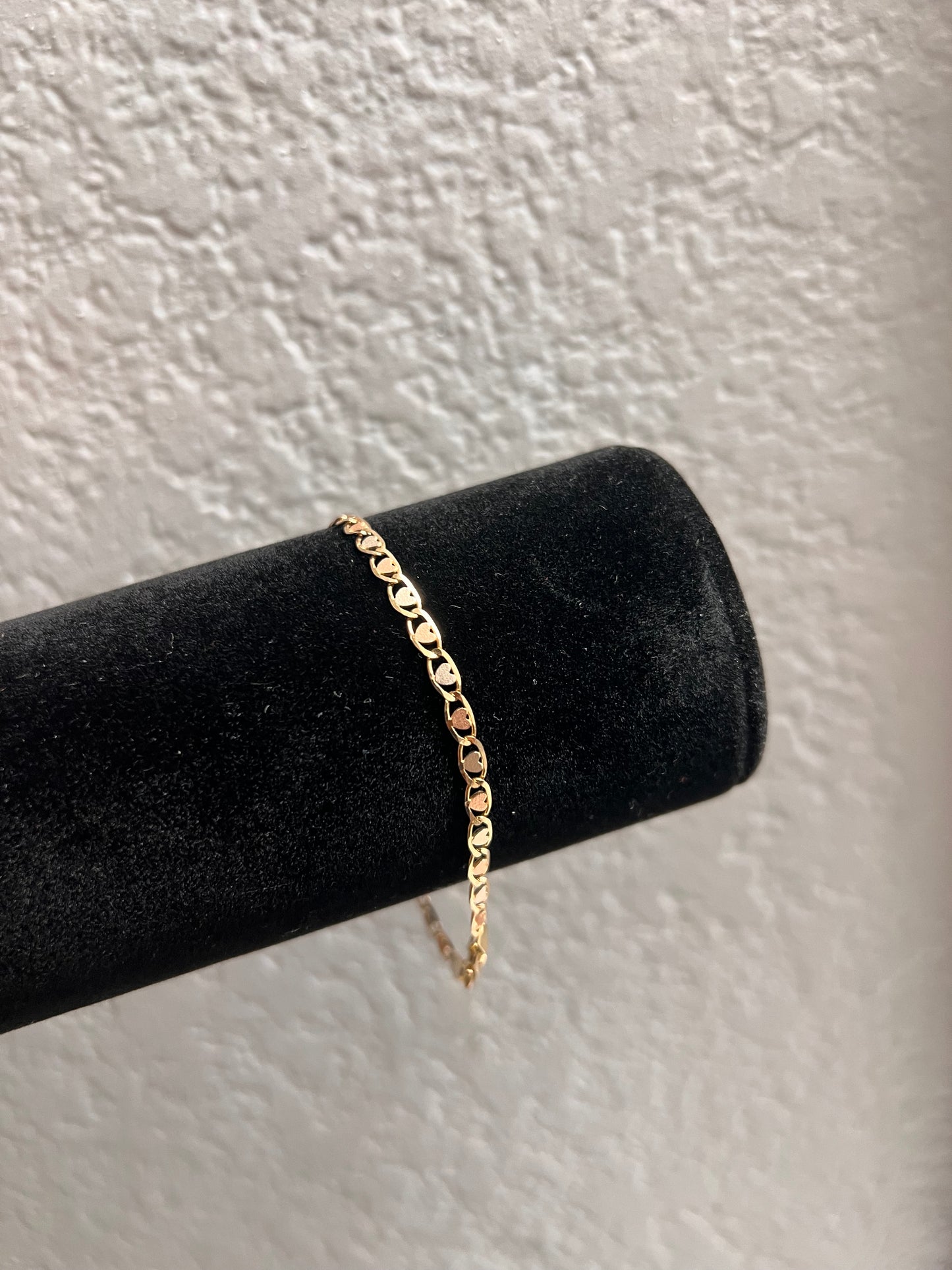 14k real gold tri color heart bracelet