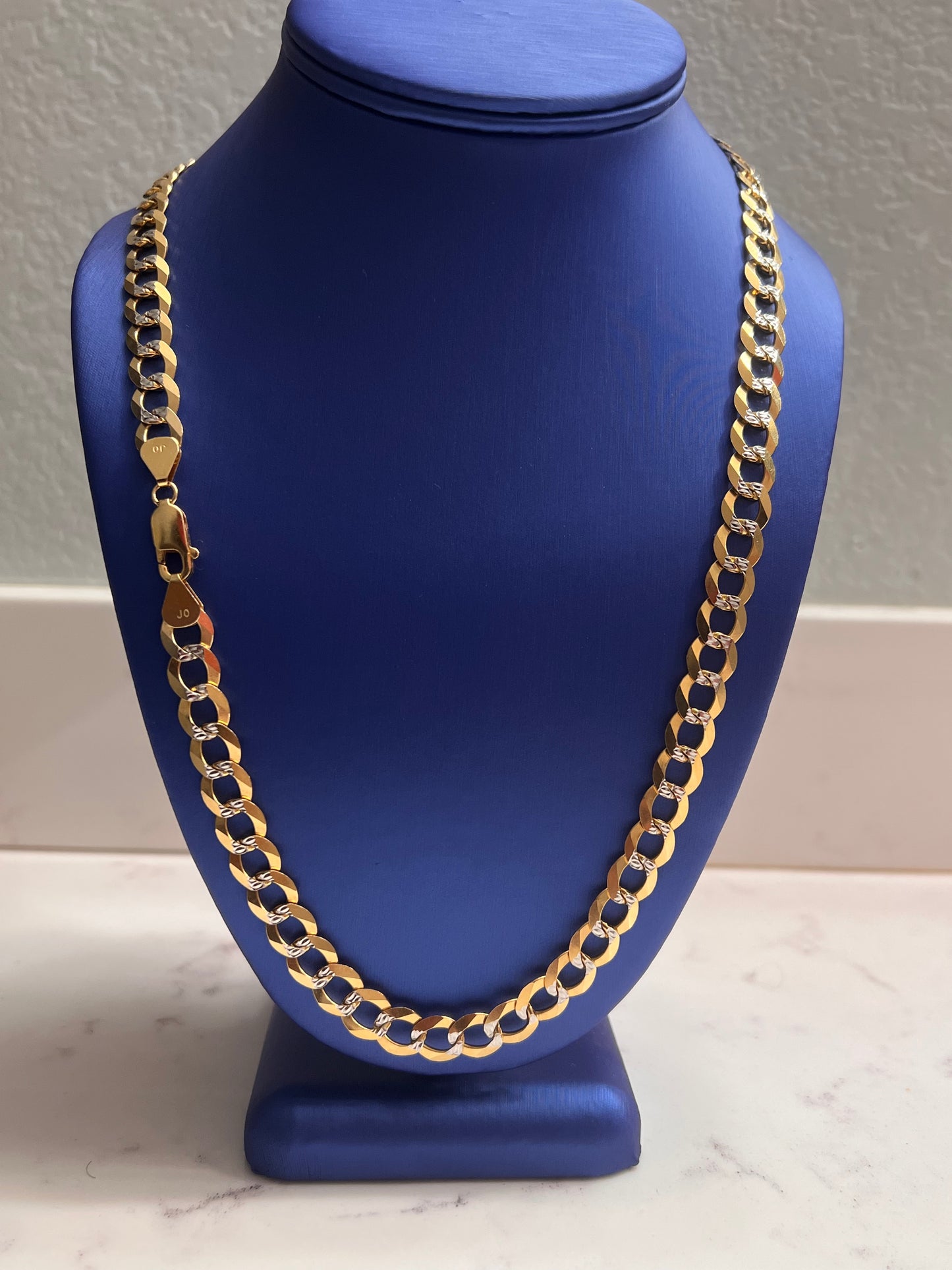 14k solid gold diamond cut cuban chain