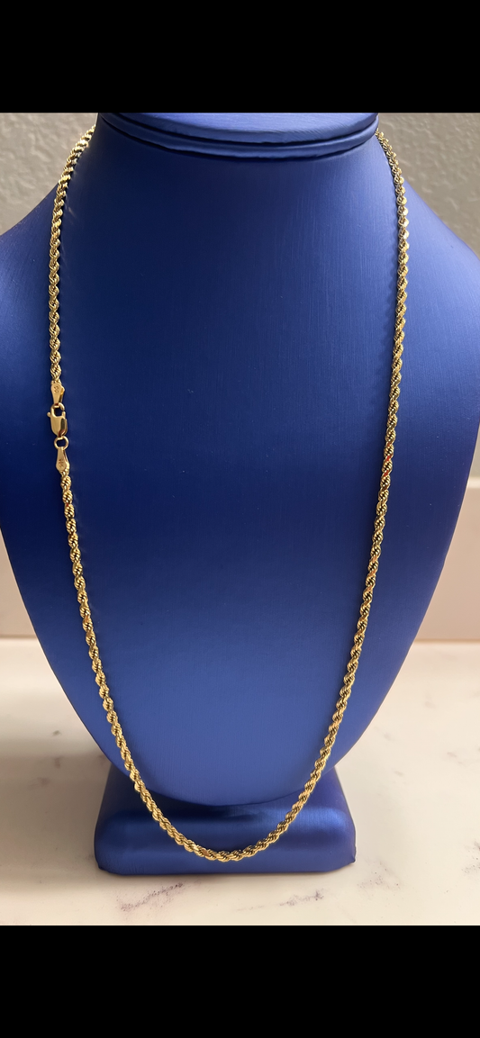3.5mm 14k 24inch solid rope chain