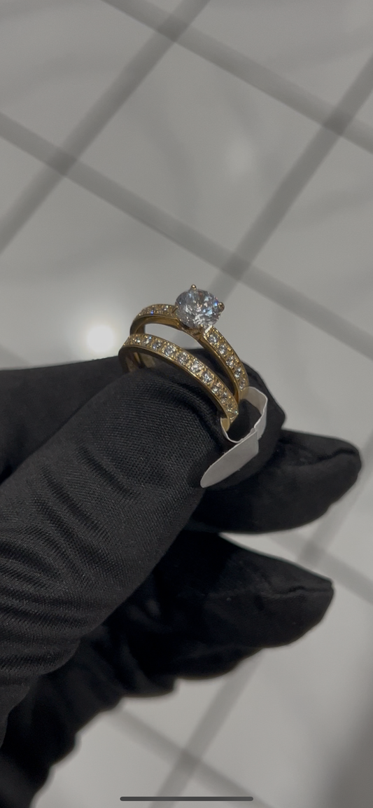 14k real solid gold promise ring set