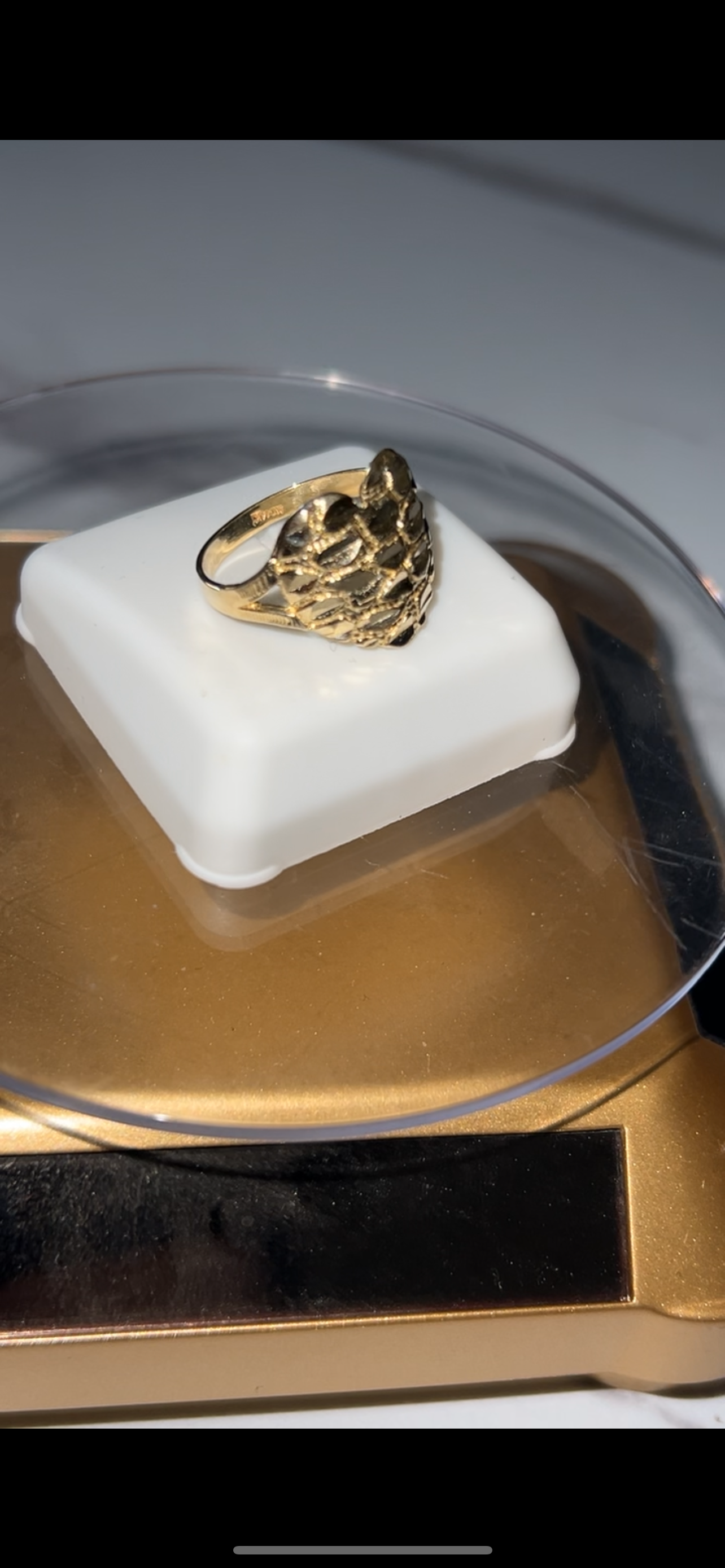 Large heart nugget ring 14k gold